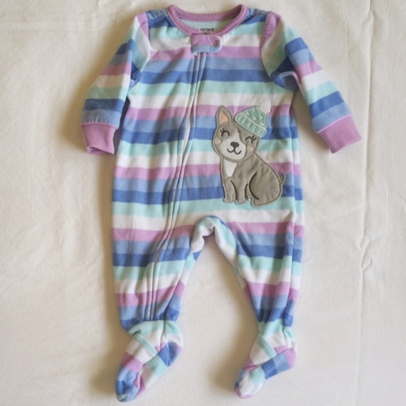carter's 2-pack bundle fleece zipper footie sleeper pajamas 3 months baby girl - Picture 6 of 6